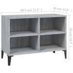 vidaXL Comodă TV cu picioare metalice, gri sonoma, 69,5x30x50 cm