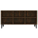 vidaXL Comodă TV, picioare din metal, stejar fumuriu, 103,5x30x50 cm vidaXL Comodă TV, picioare din metal, stejar fumuriu, 103,5x30x50 cm