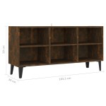 vidaXL Comodă TV, picioare din metal, stejar fumuriu, 103,5x30x50 cm vidaXL Comodă TV, picioare din metal, stejar fumuriu, 103,5x30x50 cm