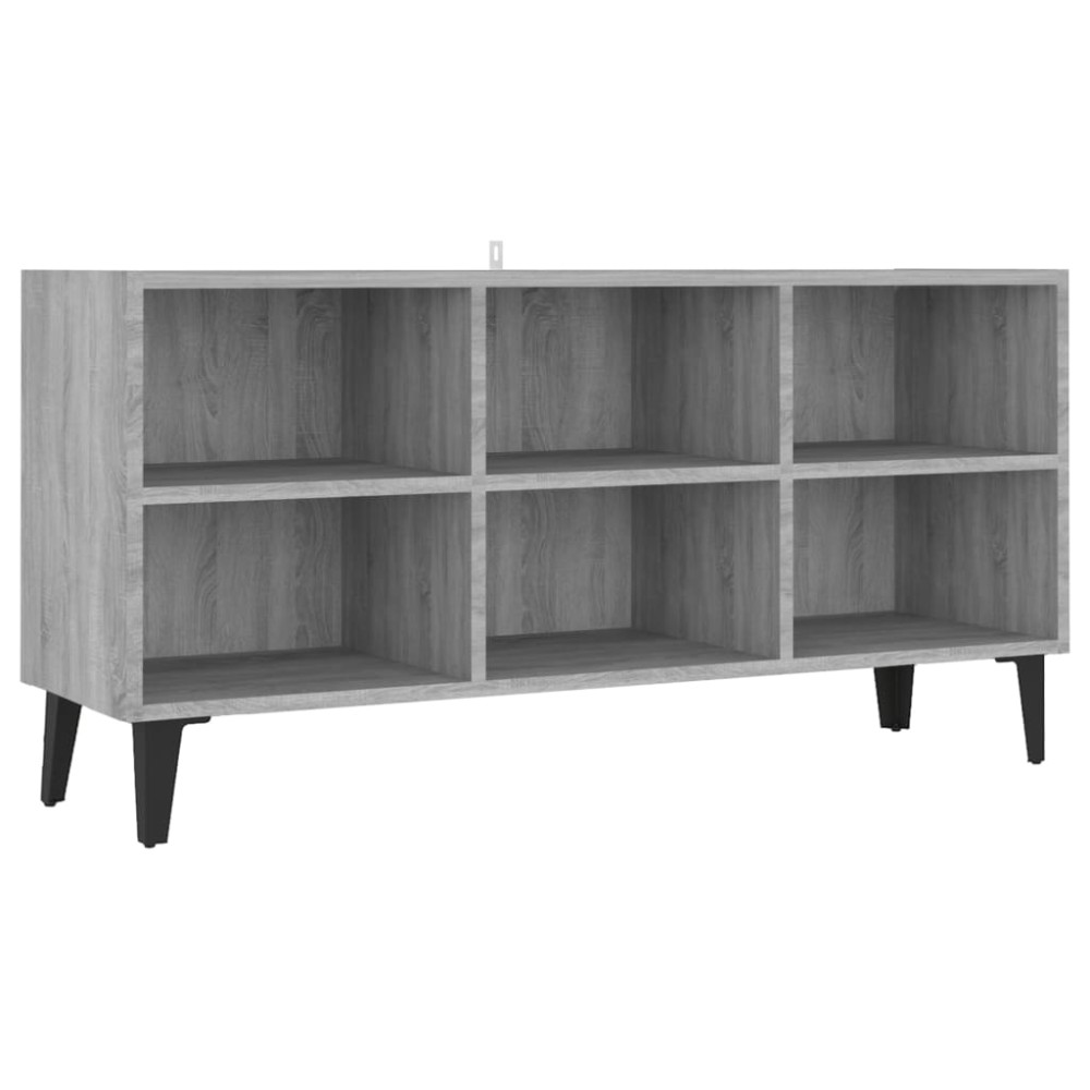 vidaXL Comodă TV picioare din metal, stejar sonoma gri, 103,5x30x50 cm