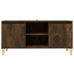 vidaXL Comodă TV, picioare lemn masiv, stejar fumuriu, 103,5x35x50 cm vidaXL Comodă TV, picioare lemn masiv, stejar fumuriu, 103,5x35x50 cm