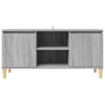vidaXL Comodă TV cu picioare din lemn masiv, gri sonoma 103,5x35x50 cm