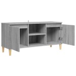 vidaXL Comodă TV cu picioare din lemn masiv, gri sonoma 103,5x35x50 cm