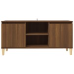 vidaXL Comodă TV, picioare lemn masiv, stejar maro, 103,5x35x50 cm vidaXL Comodă TV, picioare lemn masiv, stejar maro, 103,5x35x50 cm