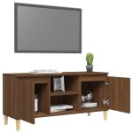 vidaXL Comodă TV, picioare lemn masiv, stejar maro, 103,5x35x50 cm vidaXL Comodă TV, picioare lemn masiv, stejar maro, 103,5x35x50 cm