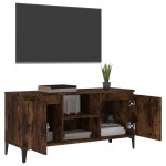 vidaXL Comodă TV, picioare din metal, stejar afumat, 103,5x35x50 cm vidaXL Comodă TV, picioare din metal, stejar afumat, 103,5x35x50 cm