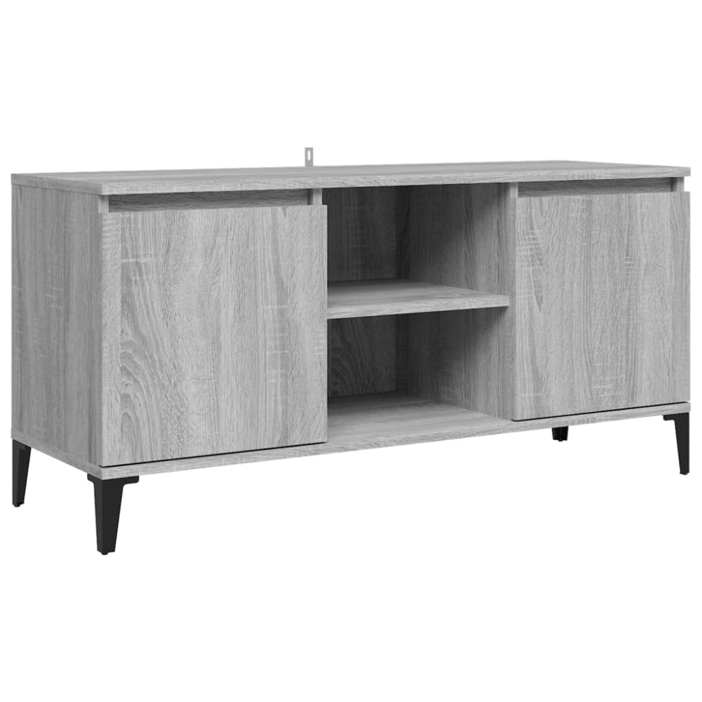 vidaXL Comodă TV cu picioare metalice, sonoma gri, 103,5x35x50 cm