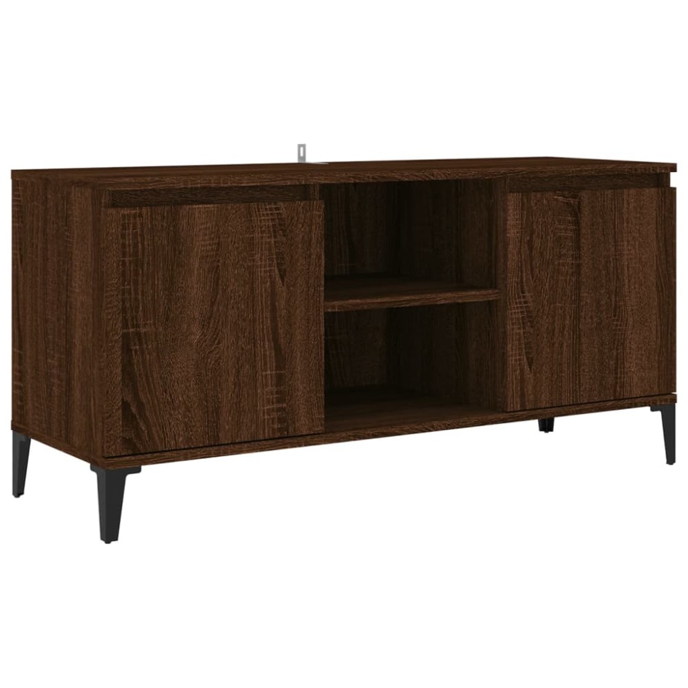 vidaXL Comodă TV, picioare din metal, stejar maro, 103,5x35x50 cm