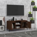 vidaXL Comodă TV, picioare din metal, stejar maro, 103,5x35x50 cm vidaXL Comodă TV, picioare din metal, stejar maro, 103,5x35x50 cm