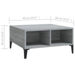 vidaXL Masă de cafea, gri sonoma, 60x60x30 cm, lemn prelucrat