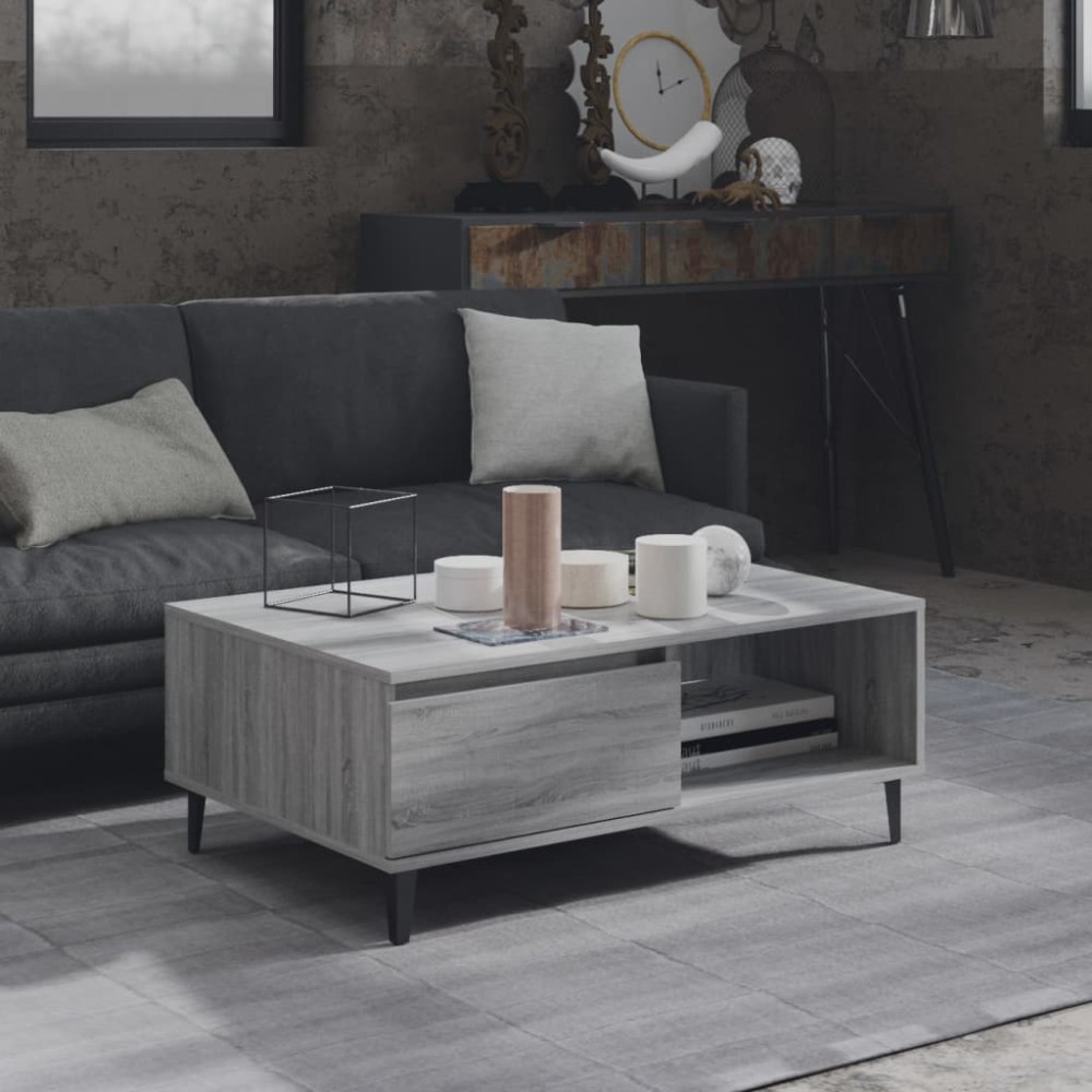 vidaXL Masă de cafea, gri sonoma, 90x60x35 cm, lemn compozit