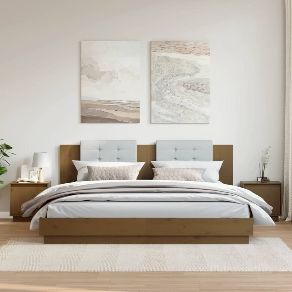 vidaXL Noptiere, 2 buc, maro miere, 40x30x40 cm, lemn masiv de pin