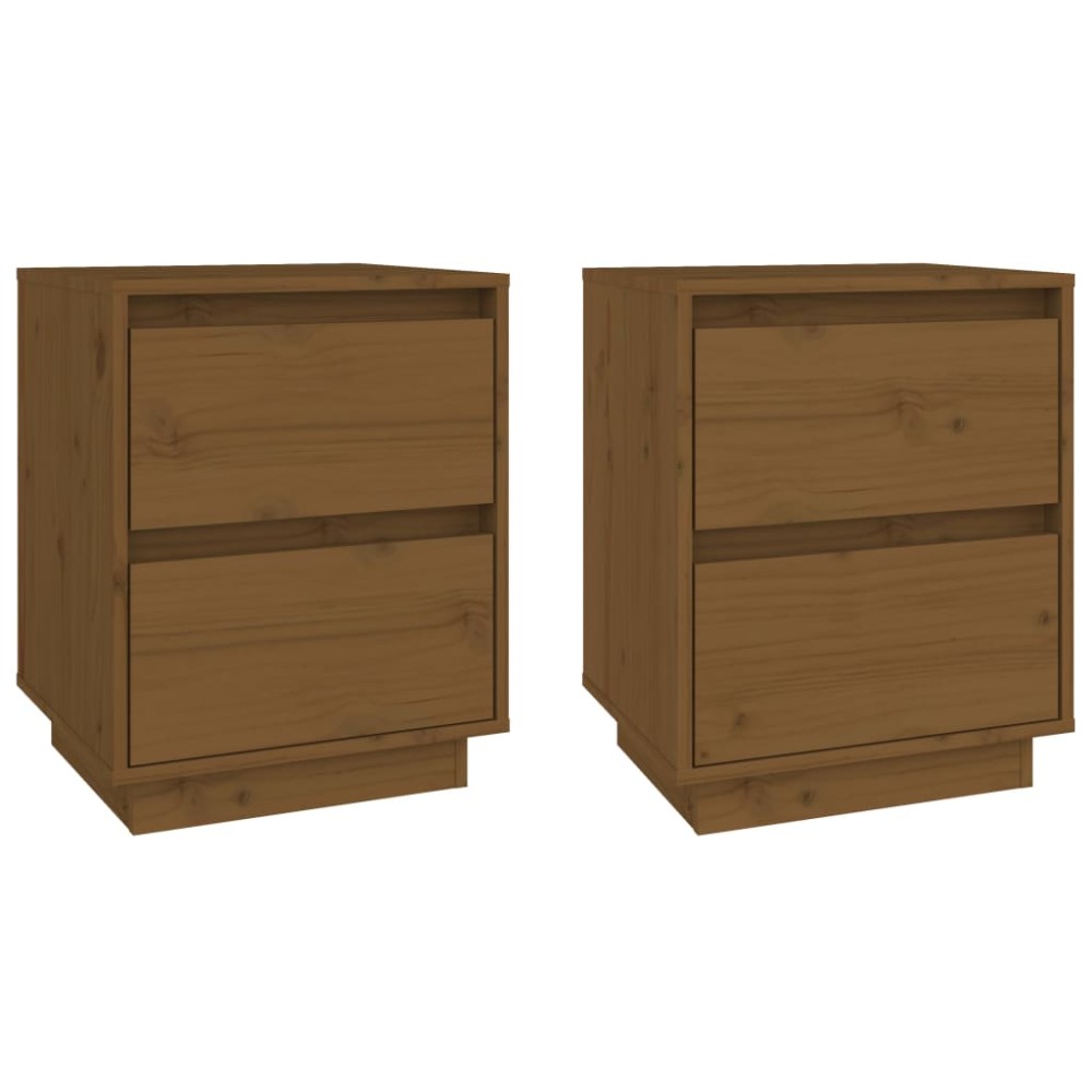 vidaXL Noptiere, 2 buc, maro miere, 40x35x50 cm, lemn masiv de pin