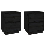 vidaXL Noptiere, 2 buc., negru, 40x35x50 cm, lemn masiv de pin vidaXL Noptiere, 2 buc., negru, 40x35x50 cm, lemn masiv de pin