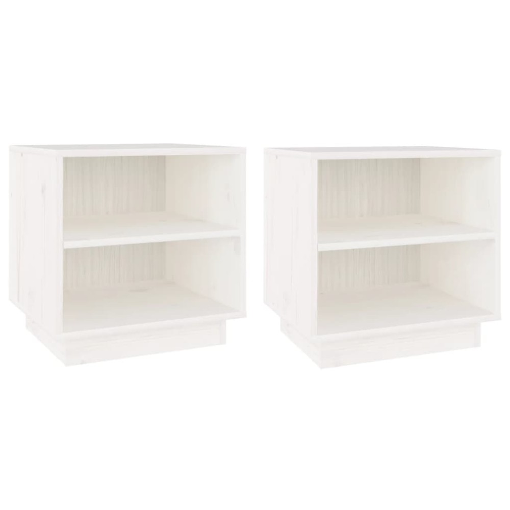 vidaXL Noptiere, 2 buc., alb, 40x34x40 cm, lemn masiv de pin
