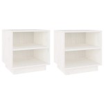 vidaXL Noptiere, 2 buc., alb, 40x34x40 cm, lemn masiv de pin
