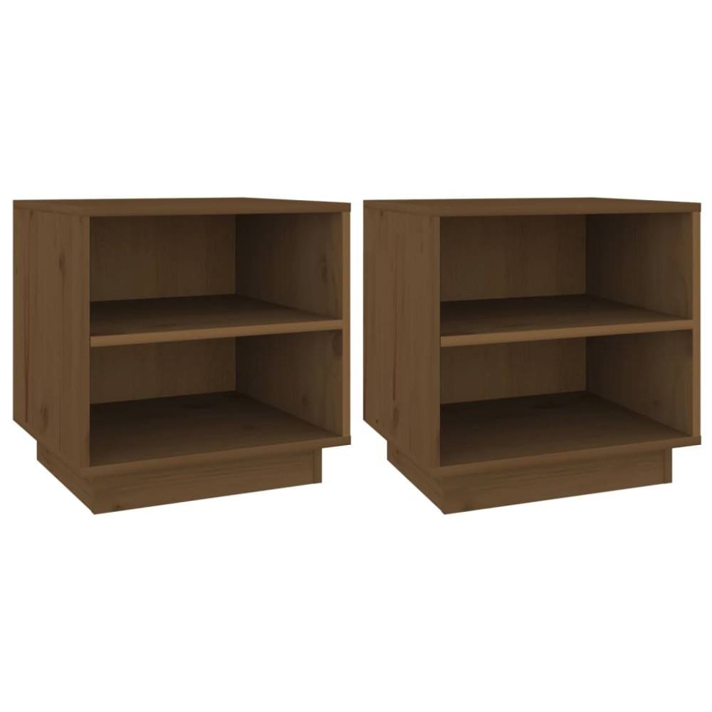 vidaXL Noptiere, 2 buc, maro miere, 40x34x40 cm, lemn masiv de pin