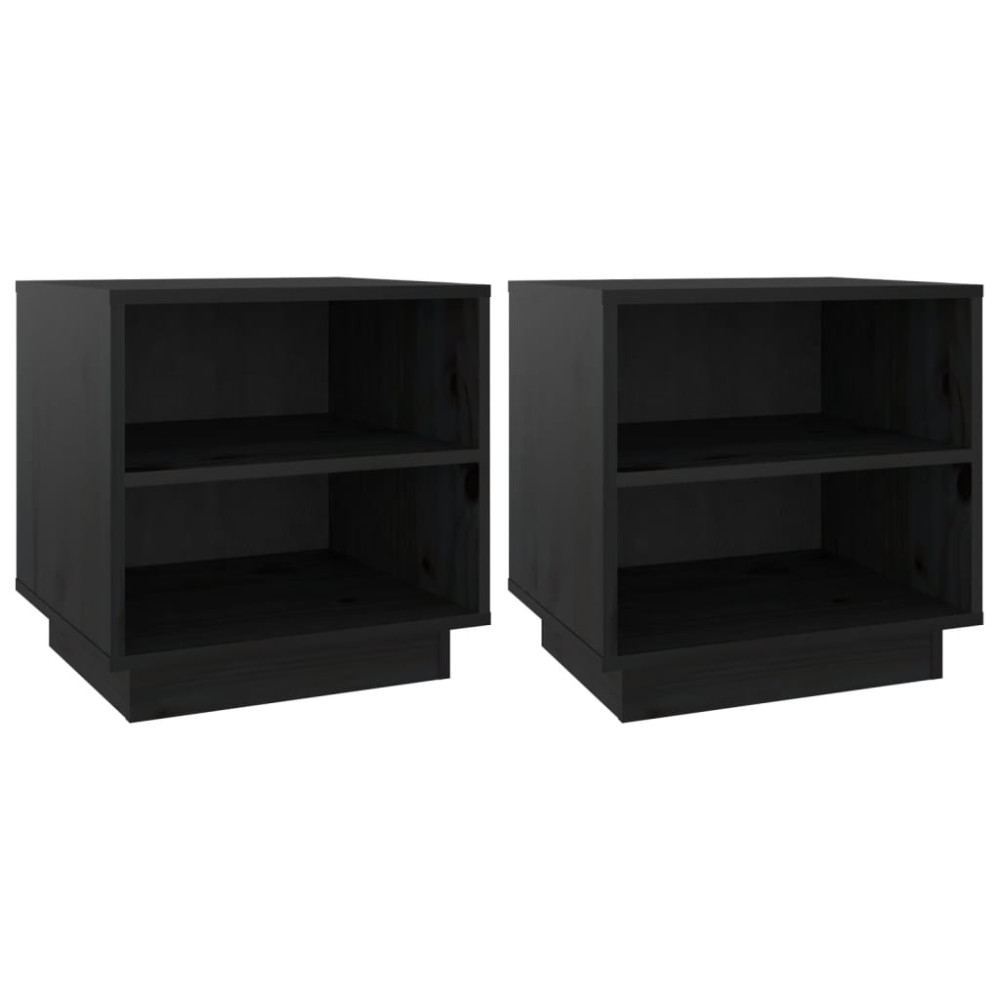 vidaXL Noptiere, 2 buc, negru, 40x34x40 cm, lemn masiv de pin