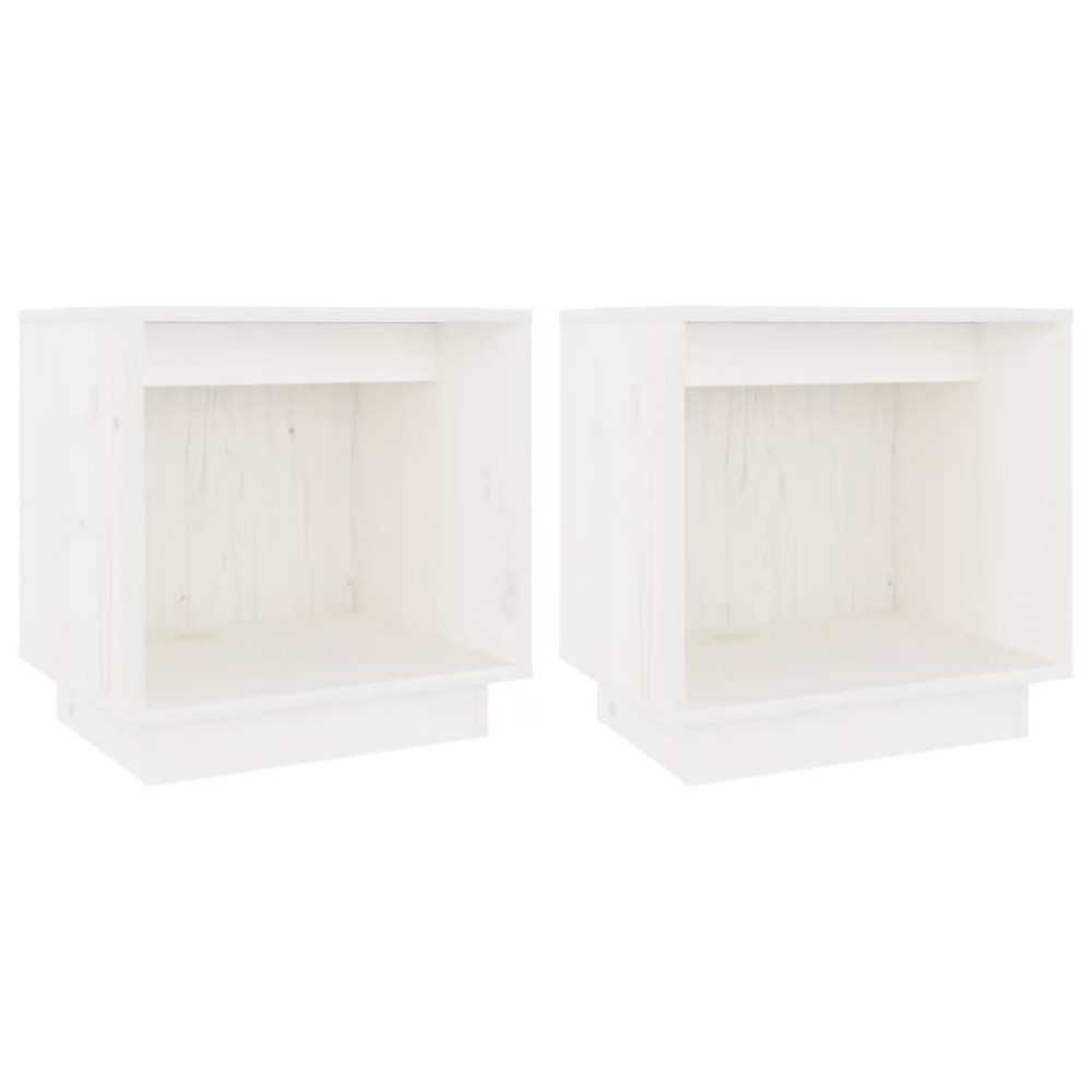 vidaXL Noptiere, alb, 2 buc., 40x30x40 cm, lemn masiv de pin