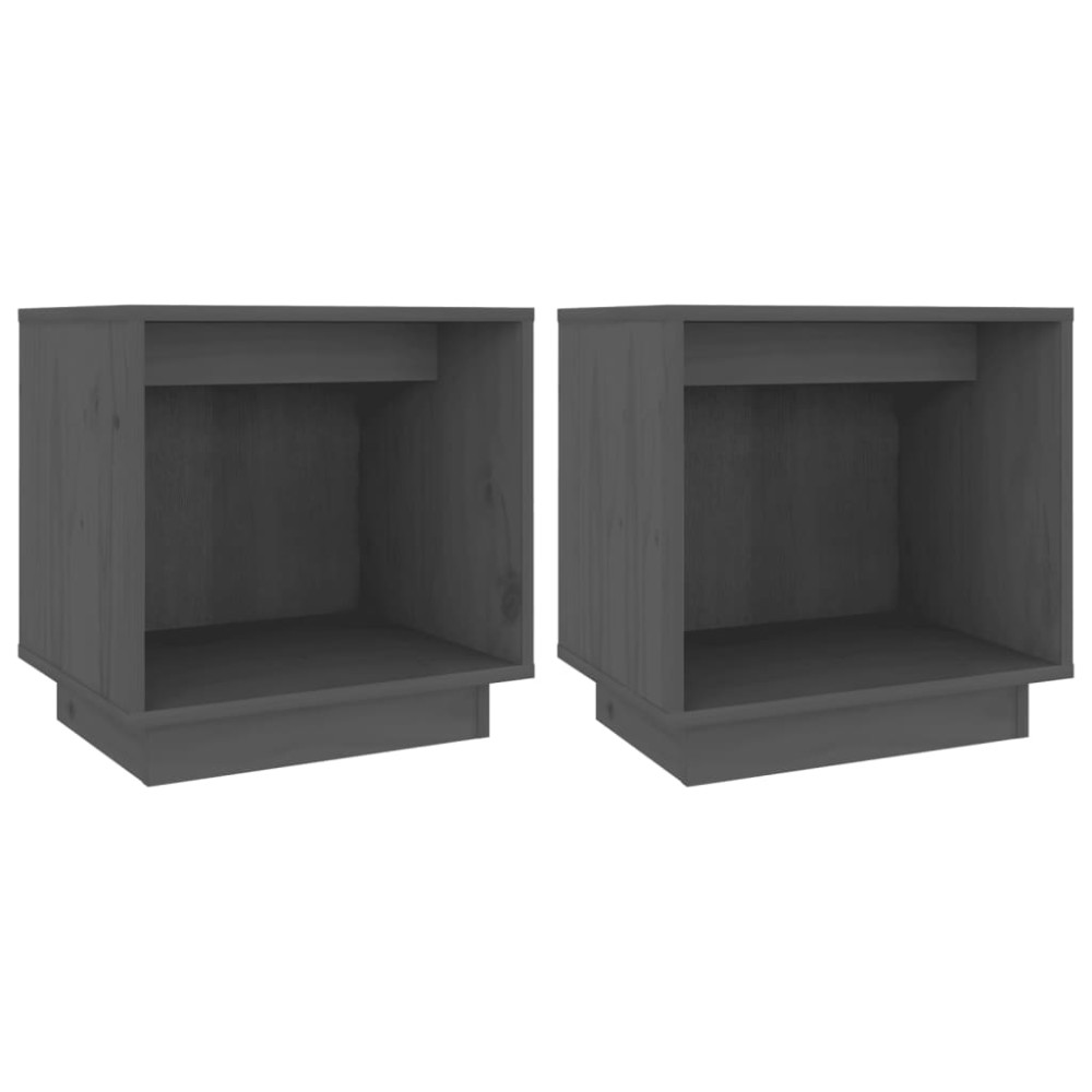 vidaXL Noptiere, 2 buc., gri, 40x30x40 cm, lemn masiv de pin
