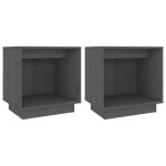 vidaXL Noptiere, 2 buc., gri, 40x30x40 cm, lemn masiv de pin vidaXL Noptiere, 2 buc., gri, 40x30x40 cm, lemn masiv de pin