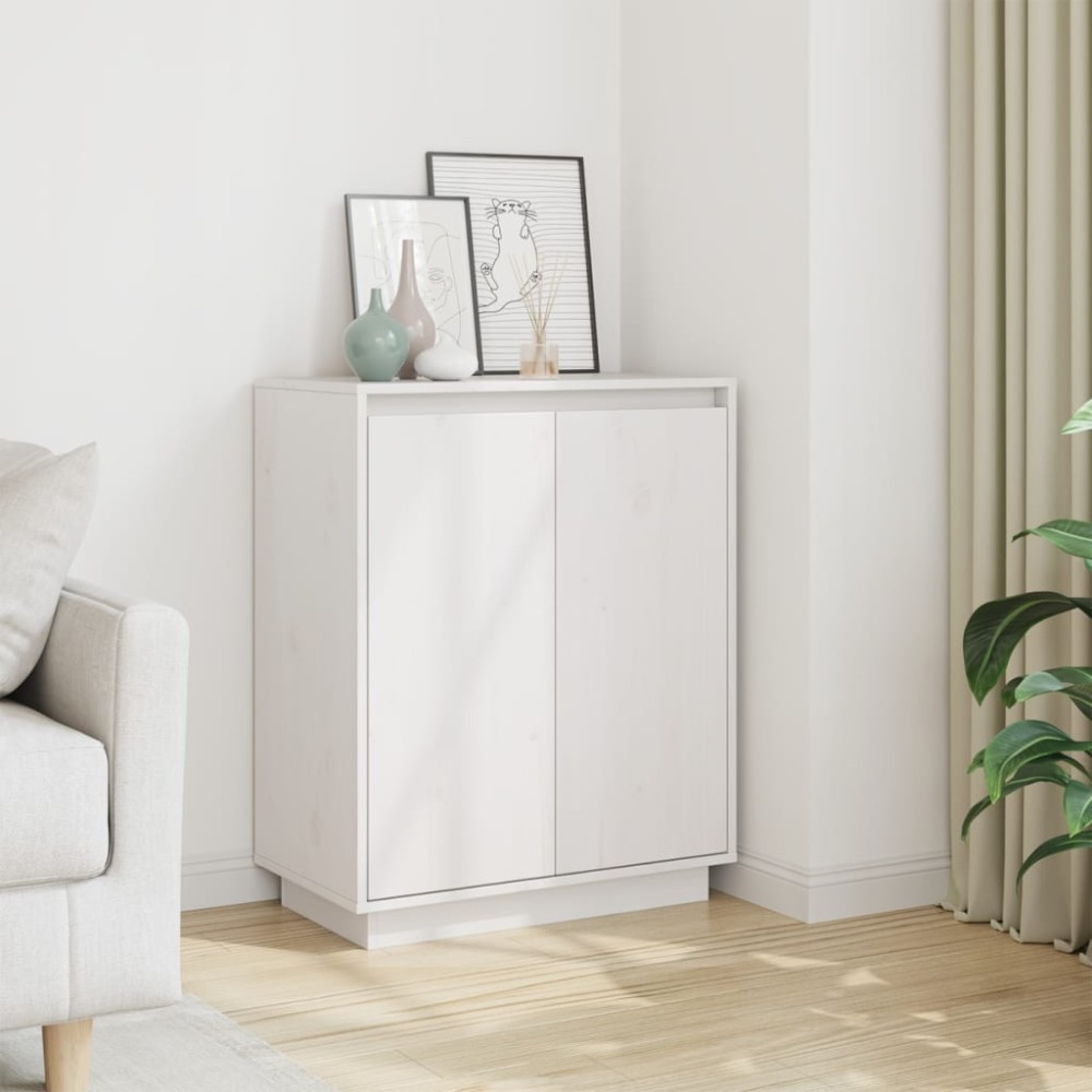 vidaXL Servantă albă 60x34x75 cm din lemn masiv de pin