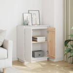 vidaXL Servantă albă 60x34x75 cm din lemn masiv de pin