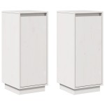 vidaXL Servante, 2 buc., alb, 31,5x34x75 cm, lemn masiv de pin