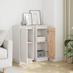 vidaXL Servante, 2 buc., alb, 31,5x34x75 cm, lemn masiv de pin