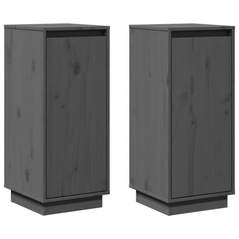vidaXL Servante, 2 buc., gri, 31,5x34x75 cm, lemn masiv de pin