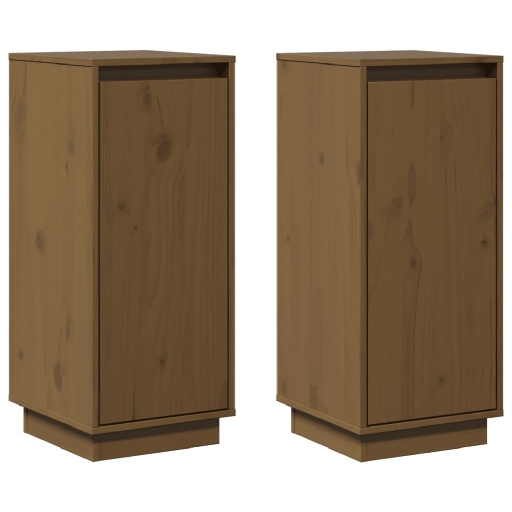 vidaXL Servante, 2 buc., maro miere, 31,5x34x75 cm, lemn masiv de pin