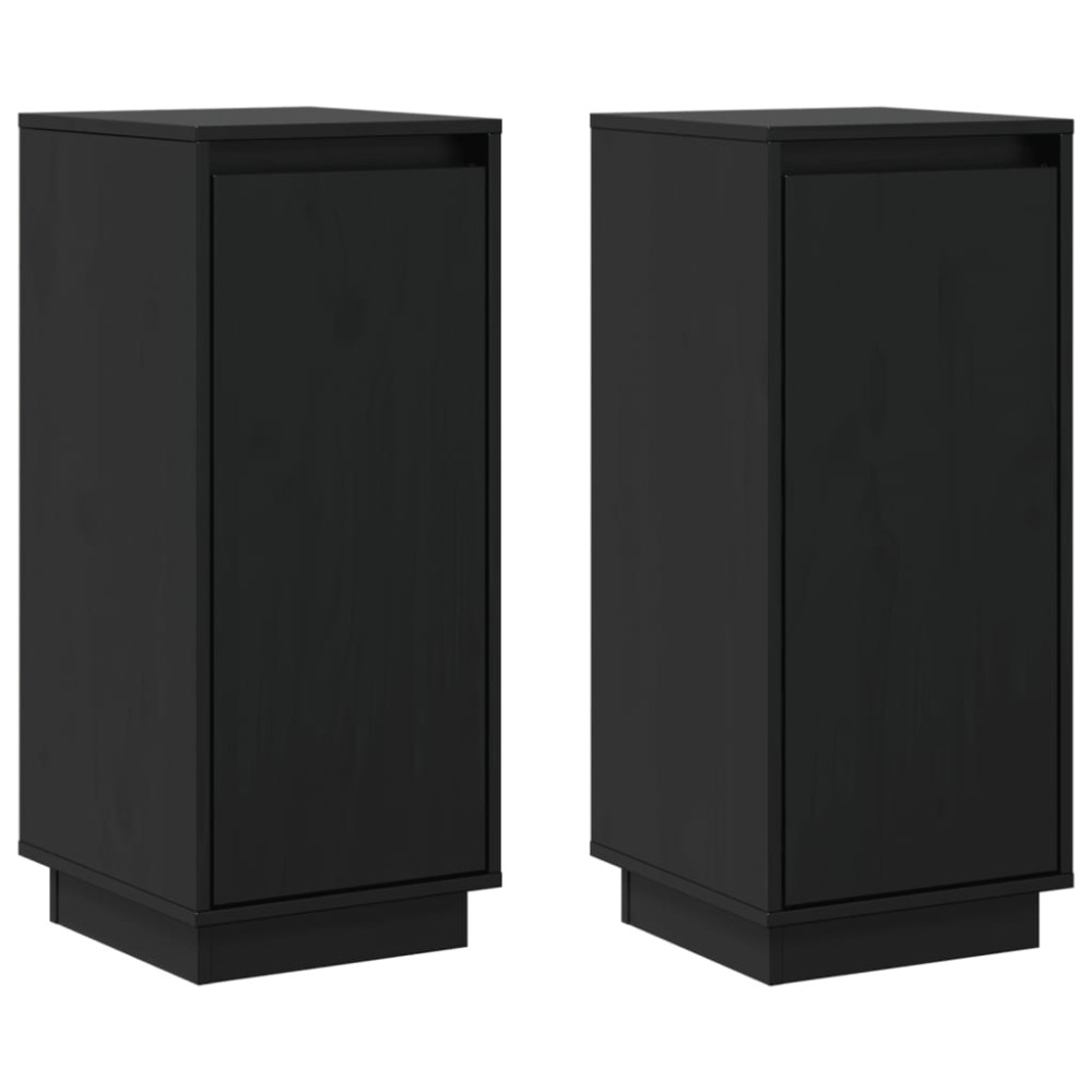 vidaXL Servante, 2 buc., negru, 31,5x34x75 cm, lemn masiv de pin