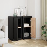 vidaXL Servante, 2 buc., negru, 31,5x34x75 cm, lemn masiv de pin vidaXL Servante, 2 buc., negru, 31,5x34x75 cm, lemn masiv de pin