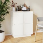 vidaXL Servantă albă 60x34x75 cm din lemn masiv de pin vidaXL Servantă albă 60x34x75 cm din lemn masiv de pin