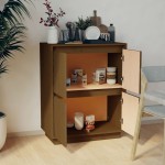 vidaXL Dulap, maro miere, 60x34x75 cm, lemn masiv de pin