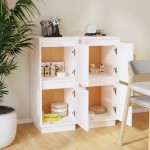 vidaXL Servante, 2 buc., alb, 31,5x34x75 cm, lemn masiv de pin