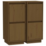 vidaXL Servante, 2 buc., maro miere, 31,5x34x75 cm, lemn masiv pin