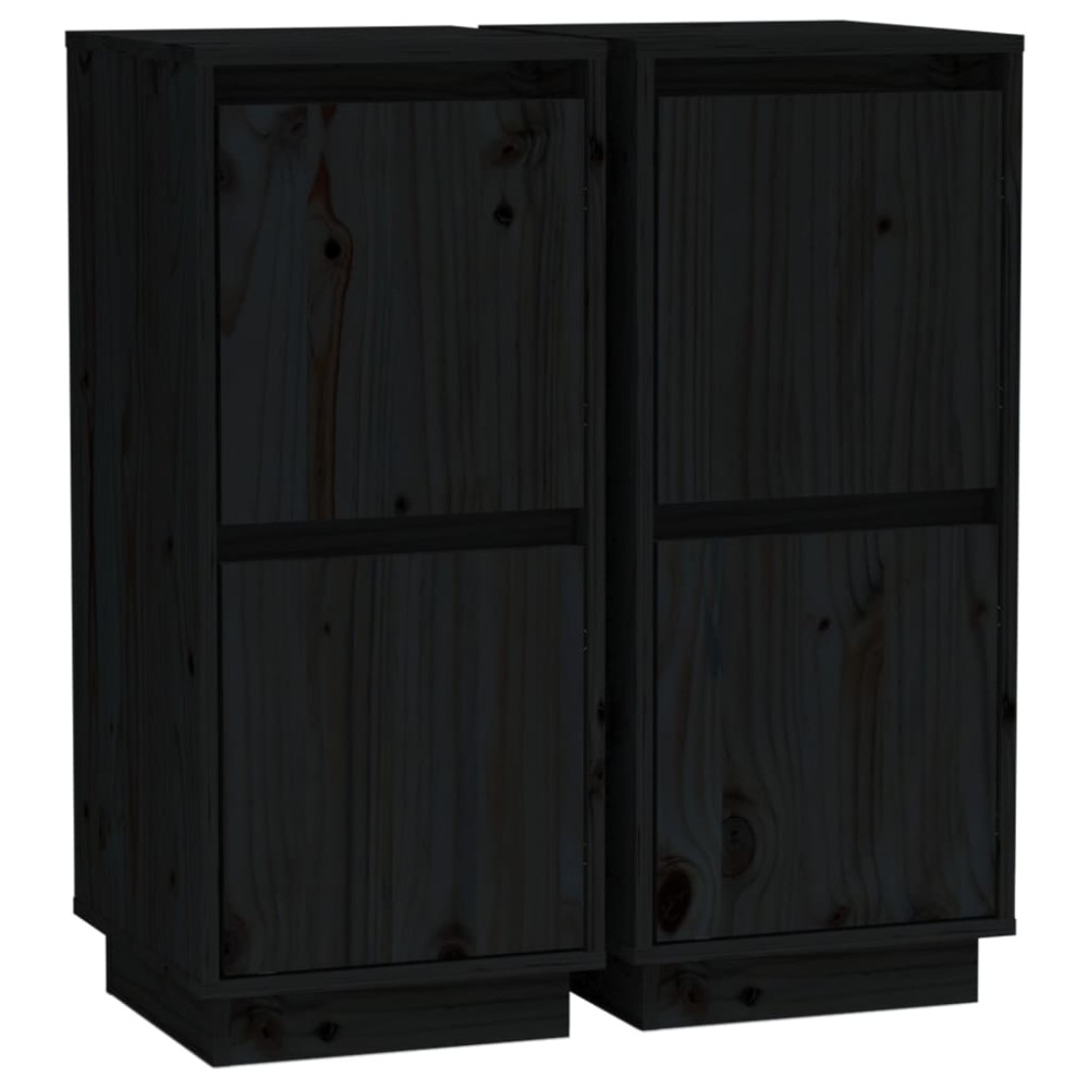 vidaXL Servante, 2 buc., negru, 31,5x34x75 cm, lemn masiv de pin
