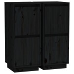 vidaXL Servante, 2 buc., negru, 31,5x34x75 cm, lemn masiv de pin
