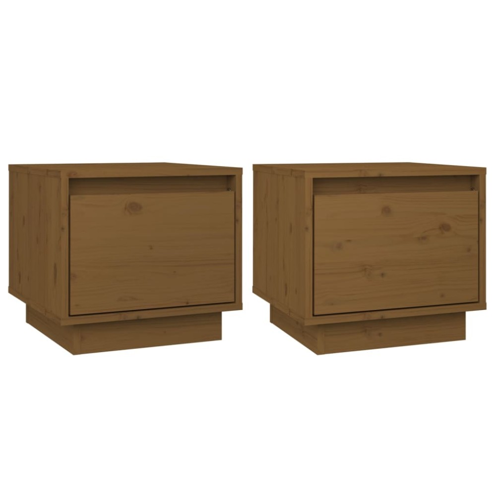 vidaXL Noptiere, 2 buc., maro miere, 35x34x32 cm, lemn masiv de pin