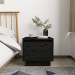 vidaXL Noptiere, 2 buc., negru, 35x34x32 cm, lemn masiv de pin vidaXL Noptiere, 2 buc., negru, 35x34x32 cm, lemn masiv de pin