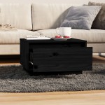 vidaXL Măsuță de cafea, negru, 55x56x32 cm, lemn masiv de pin