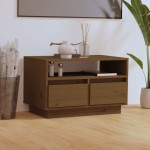 vidaXL Comodă TV, maro miere, 60x35x37 cm, lemn masiv de pin vidaXL Comodă TV, maro miere, 60x35x37 cm, lemn masiv de pin