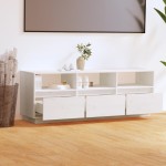 vidaXL Comodă TV, alb, 140x37x50 cm, lemn masiv de pin