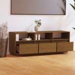 vidaXL Comodă TV, maro miere, 140x37x50 cm, lemn masiv de pin vidaXL Comodă TV, maro miere, 140x37x50 cm, lemn masiv de pin