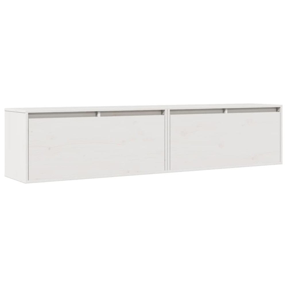vidaXL Dulapuri de perete 2 buc. alb, 80x30x35 cm, lemn masiv de pin