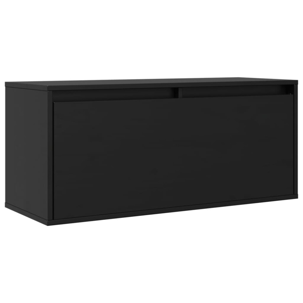 vidaXL Dulap de perete, negru, 80x30x35 cm, lemn masiv de pin