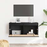 vidaXL Dulap de perete, negru, 80x30x35 cm, lemn masiv de pin vidaXL Dulap de perete, negru, 80x30x35 cm, lemn masiv de pin