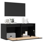 vidaXL Dulap de perete, negru, 80x30x35 cm, lemn masiv de pin vidaXL Dulap de perete, negru, 80x30x35 cm, lemn masiv de pin