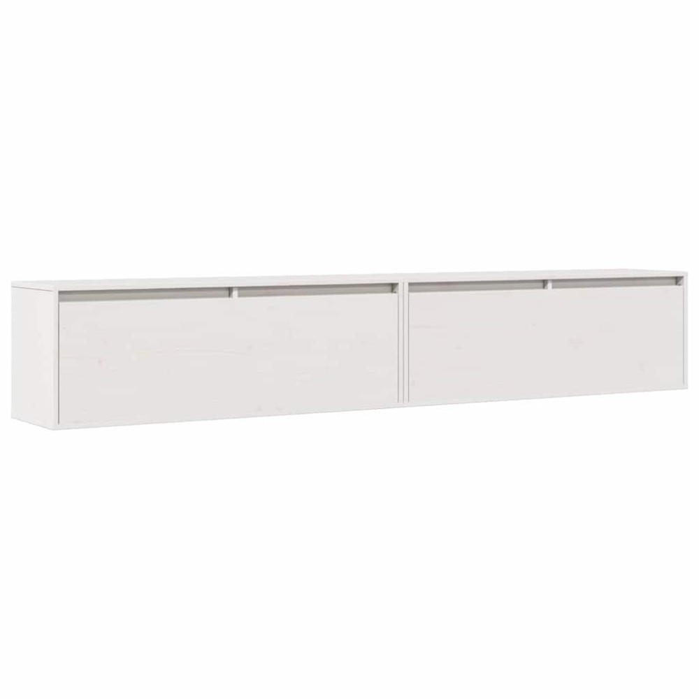 vidaXL Dulapuri de perete 2 buc., alb, 100x30x35 cm, lemn masiv de pin